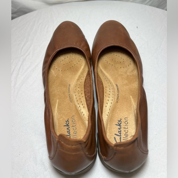 Clarks Women's Jenette Ease Ballet Flats - Dark Tan Leather - Size 6.5 - Picture 3 of 7